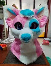 Fursuit Long Fur Husky Dog Fox Mascot Head Party Halloween Fur Cosplay Head 1