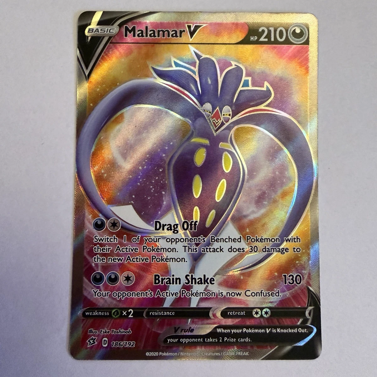 malamar v pokemon card value 186/192 Swsh02: Rebel Clash for sale Weakness Grass ×2 Resistance None None Retreat Cost Malamar V (Full Art) 186/192