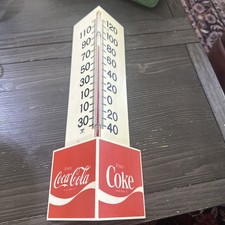 Ancien Thermomètre Triangle Coca Cola Plastique Rouge Blanc Fonctionne USA