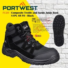 Portwest FC20 Composite Textile and Suede Ankle Boot S1PL SR FO - Black