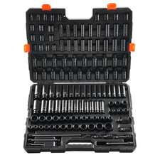 130-Pc Impact Socket Set 3/8 & 1/2 Drive, SAE & Metric, 6-Point Cr-Mo Case