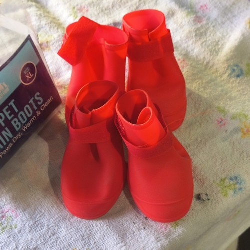 Pawsitively Fun! XL Red Silicone Waterproof Warm Dog Boots Shoes