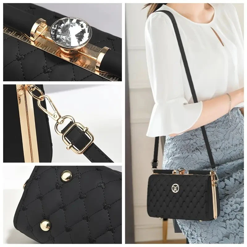 Stylish High-End Unique Design Red Patent Crossbody Handbag Shape Versatile Shou - Image 4 of 4