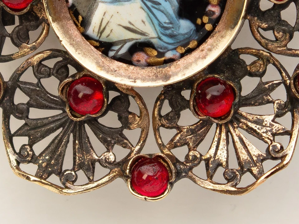 Spilla con miniatura smaltata- XIX Platino - Immagine 3 di 4