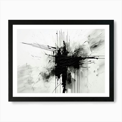 Desintegration Abstrakt Schwarz und W Gerahmtes Wandbild Poster Leinwanddruck Bild