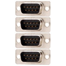 4 Pcs DB9 9 Pin RS232 Serial Port Male Connector Cup Solder Socket Assembly Gold