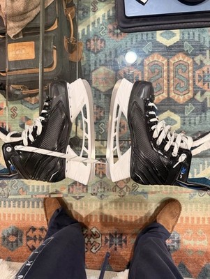 Bauer X-LP Senior Ice Hockey Skates Size 9 Black/White/Blue Lace