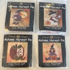 Vtg Mill Hill Autumn Harvest Bead Stitch Pin Kits- Lot Of 4 (2004 & 2005)