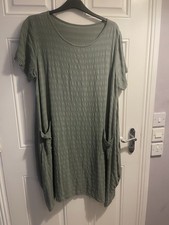 Khaki Green Dress. Seersucker Fabric. Size 20