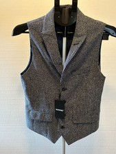 Murano Lined Plaid Vest Polyester-Viscose Blue size S NEW