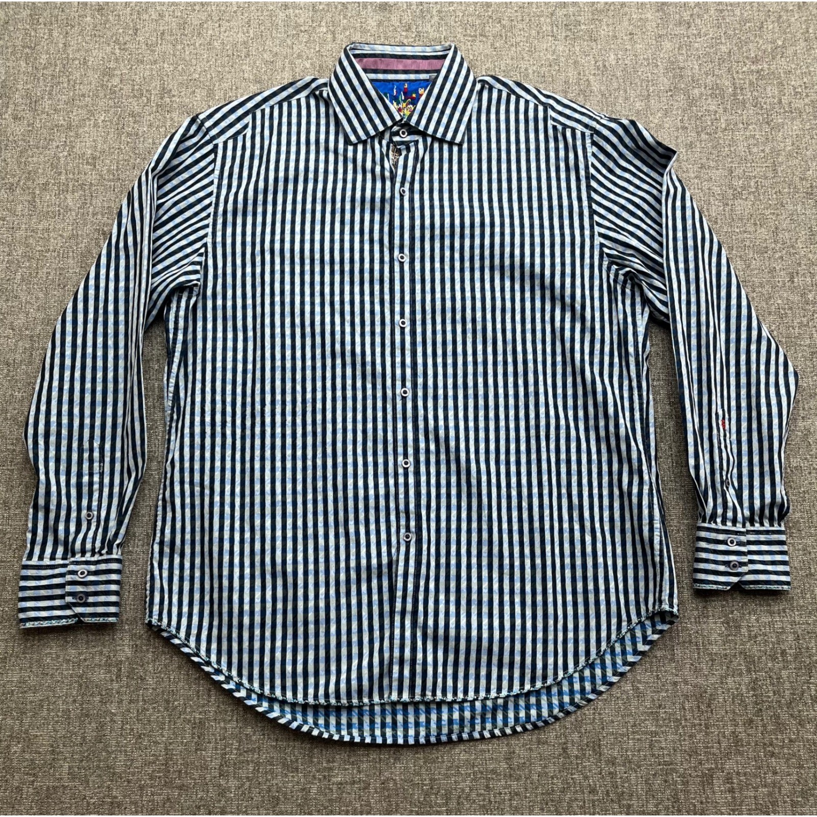 Robert Graham XL Mens Long Sleeve Button Down Shirt Striped Blue White
