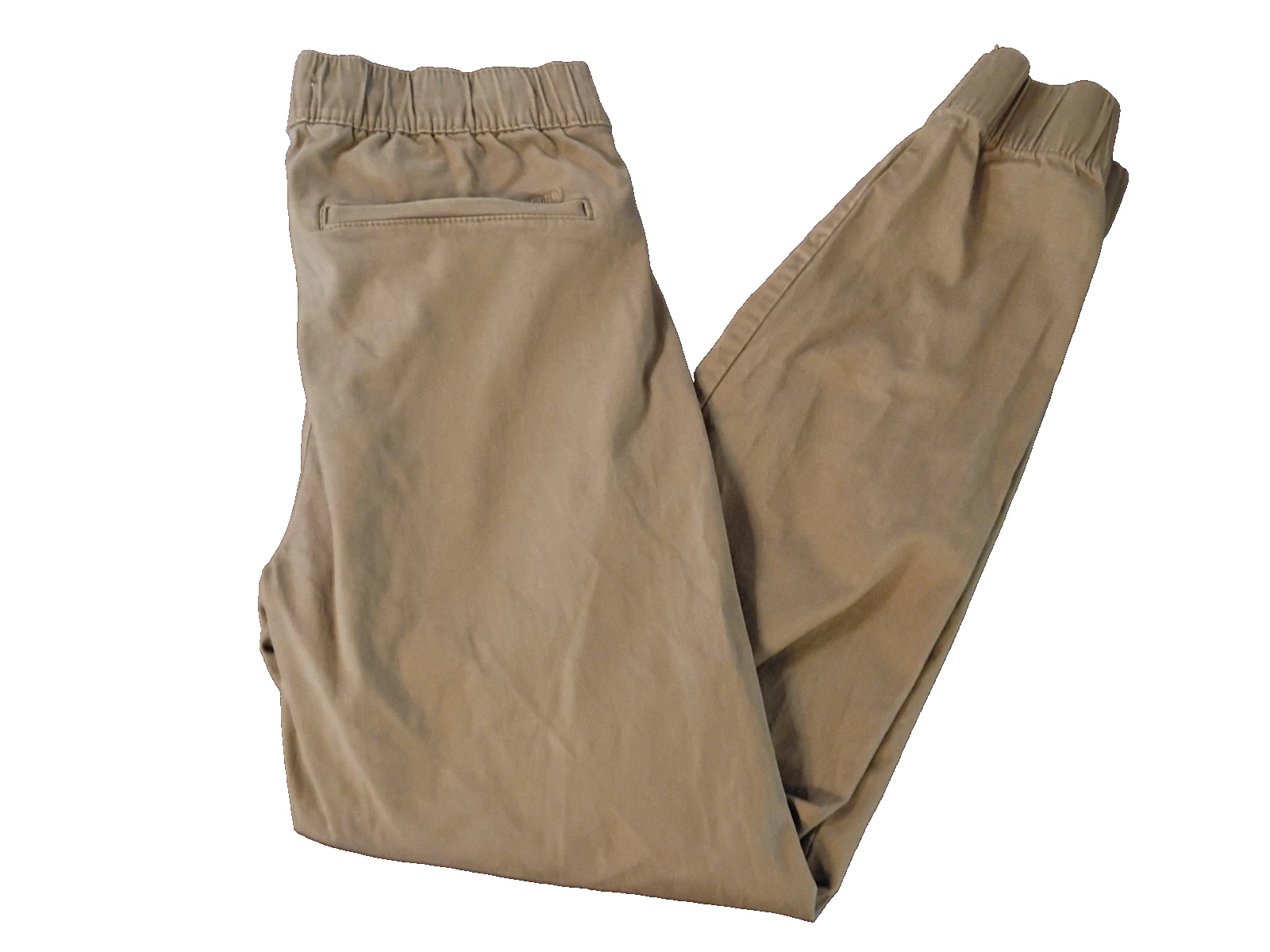 Hollister Jogger Pants Mens Medium Khaki Beige Drawstring Pull On Stretch Tan