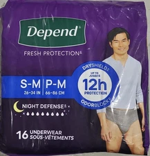 16 Count Depend Night Defense Adult Diapers, Incontinence Underwear for Men,