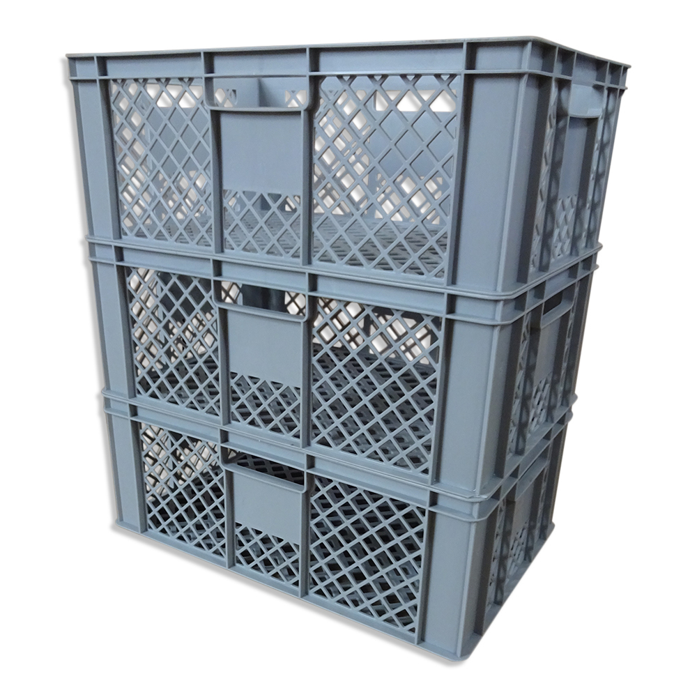 3 Stück Bäckerkiste Brötchenbox Brotbehälter Konditorenbox EURO-Norm 23cm grau