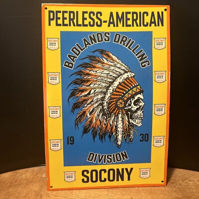 LARGE VINTAGE STYLE ''PEER-AMERICAN'' 18X12 INCH PORCELAIN DEALER SIGN HEAVY!