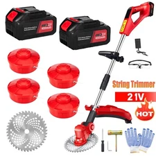 Electric Cordless Grass String Trimmer Lawn Edger Weed Wacker Cutter w/ Battery