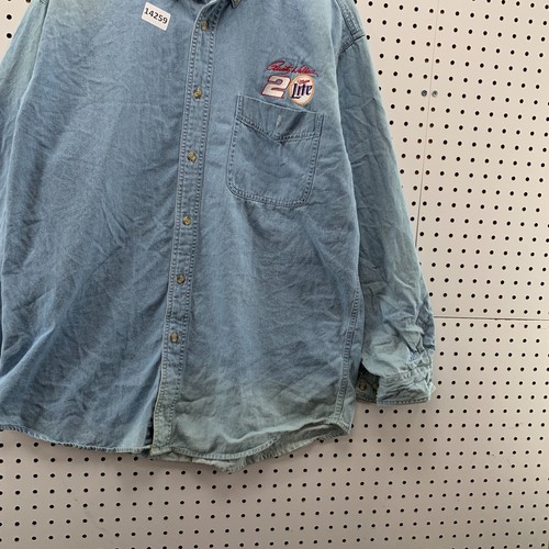 Chase Authentics Miller Light Nascar Rusty Wallace Demin Button Down Size Large - Picture 8 of 24