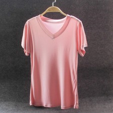 T shirt 100 silk solid color V neck short sleeve undershirts summer for women