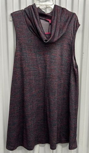 New Curve Revolution Plus size 3X Sleeveless Blue Cowl neck Tunic Top / Dress - Picture 3 of 4
