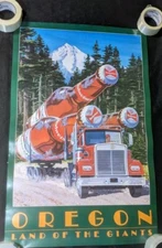 NOS Vintage 1980s Budweiser Bud Light Oregon Land Of Giants Poster