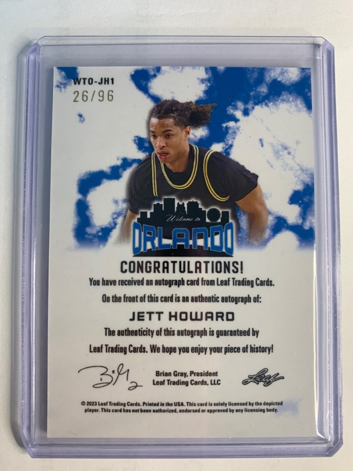 2023 Leaf to Orlando D /96 Jett Howard WTOJH1 Rookie Auto RC