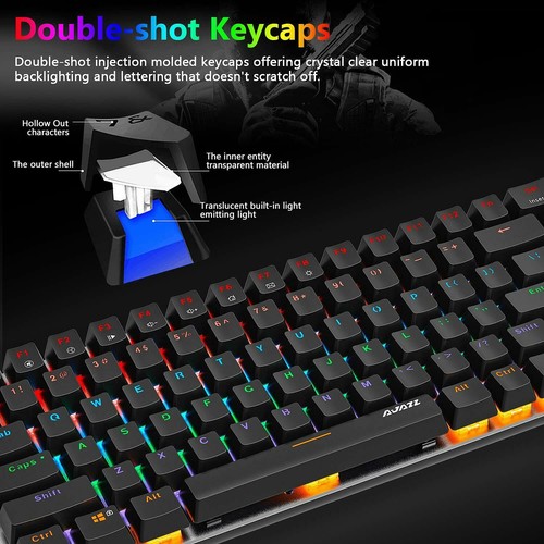TKL Mechanical Gaming Keyboard 82 For PC/Laptop Gamers and Typists Blue Switch - Picture 14 of 24