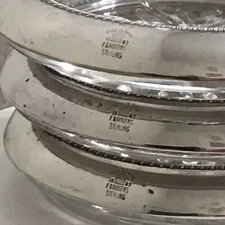 Set of 3 F.B. Rogers Sterling / Glass Drink Coasters