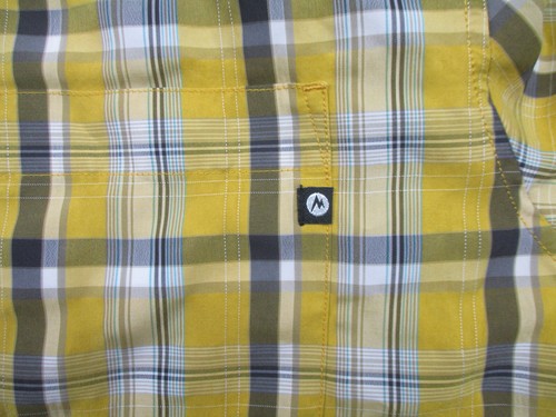 Marmot Shirt Mens Large Yellow Black Plaid Fish Outdoors Camping Button Up - Picture 2 of 9