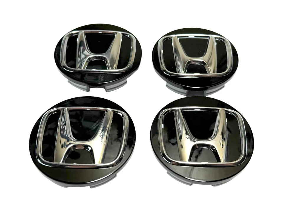 Tapacubos de rueda centrales OEM Honda Accord 4 piezas negro/cromo sellado 44732TVAA21 Foto 3 de 4