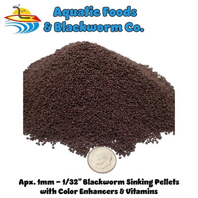 SINKING Blackworm Pellets with Color Enhancers & Vitamins. Apx 1mm