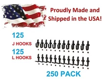 Plastic Black J & L Style Pegboard Hooks Kit - 250 Pack PEGBOARD NOT INCLUDED