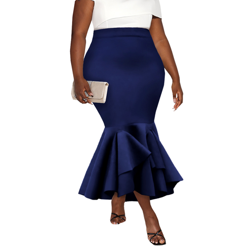 AOMEI Damen Bodycon Rock High Waist Rüschensaum Business Meerjungfrau Midi Röcke - Bild 1 von 17