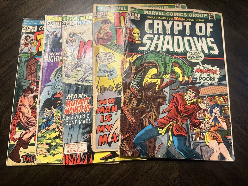Marvel Comics Lot of 5 Different Issue VeryRough 1973-75-See listing for details