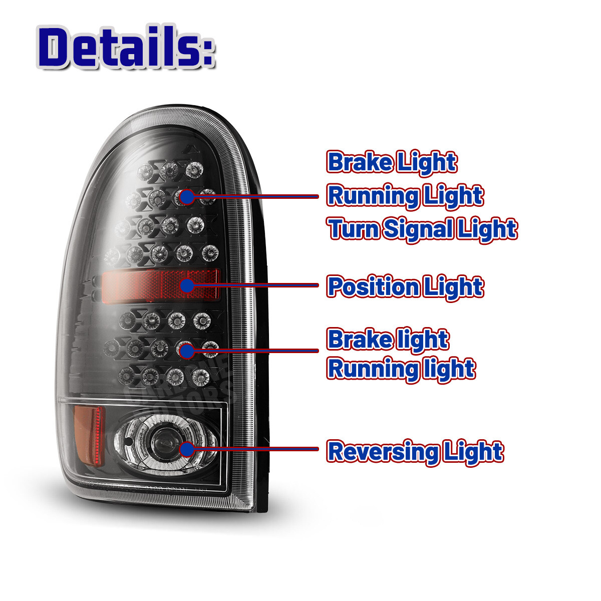 Pair Left & Right Brake Tail Lights For 1996-2003 Dodge Caravan, Durango, Town & Country - Halogen