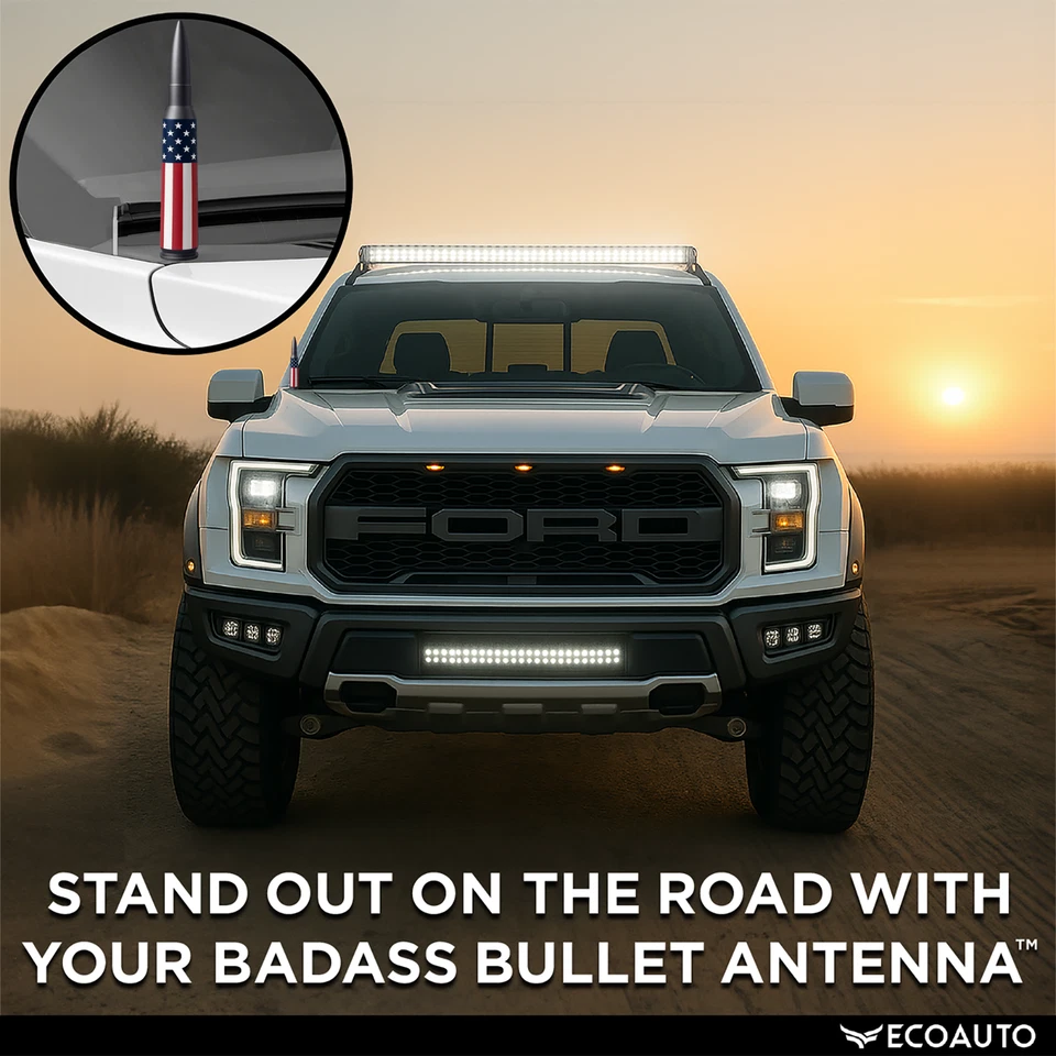 50 CAL BULLET ANTENNA FOR FORD, DODGE & RAM F150 F250 F350 ANTENNA AMERICAN FLAG - Image 3 of 4