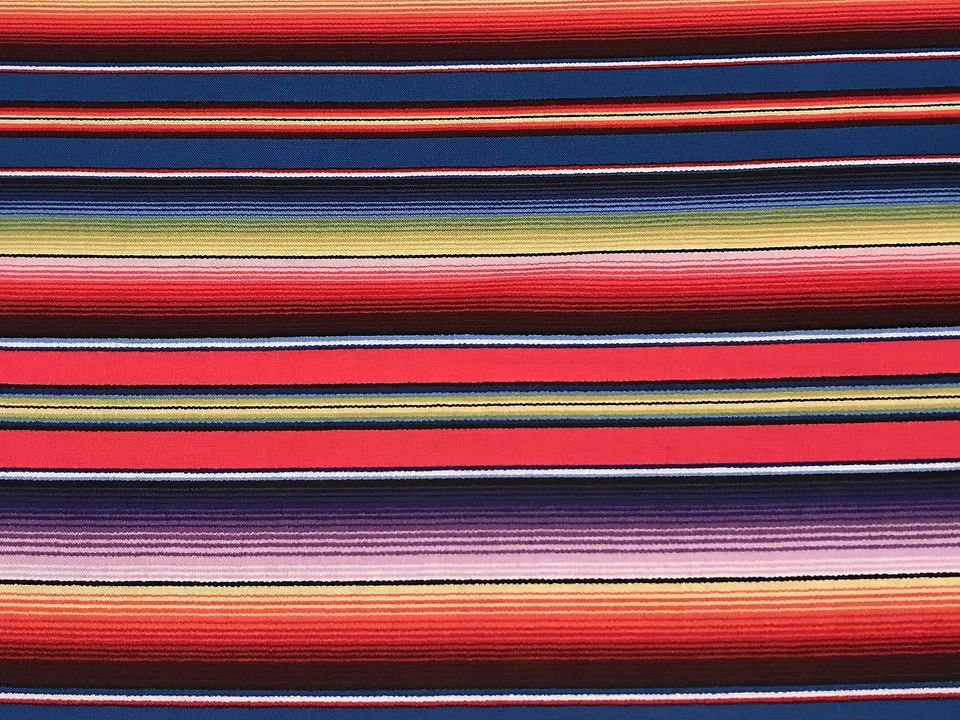 Tela Sombrero Mexicano Serape Fiesta Rayas Algodón ELIZABETH 1/4 yarda 263-AZUL Foto 2 de 4