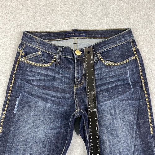 Rock & Republic Jeans Womens 8M 30x33 Kasandra Bootcut Studded Stretch Dark Wash - Picture 7 of 20