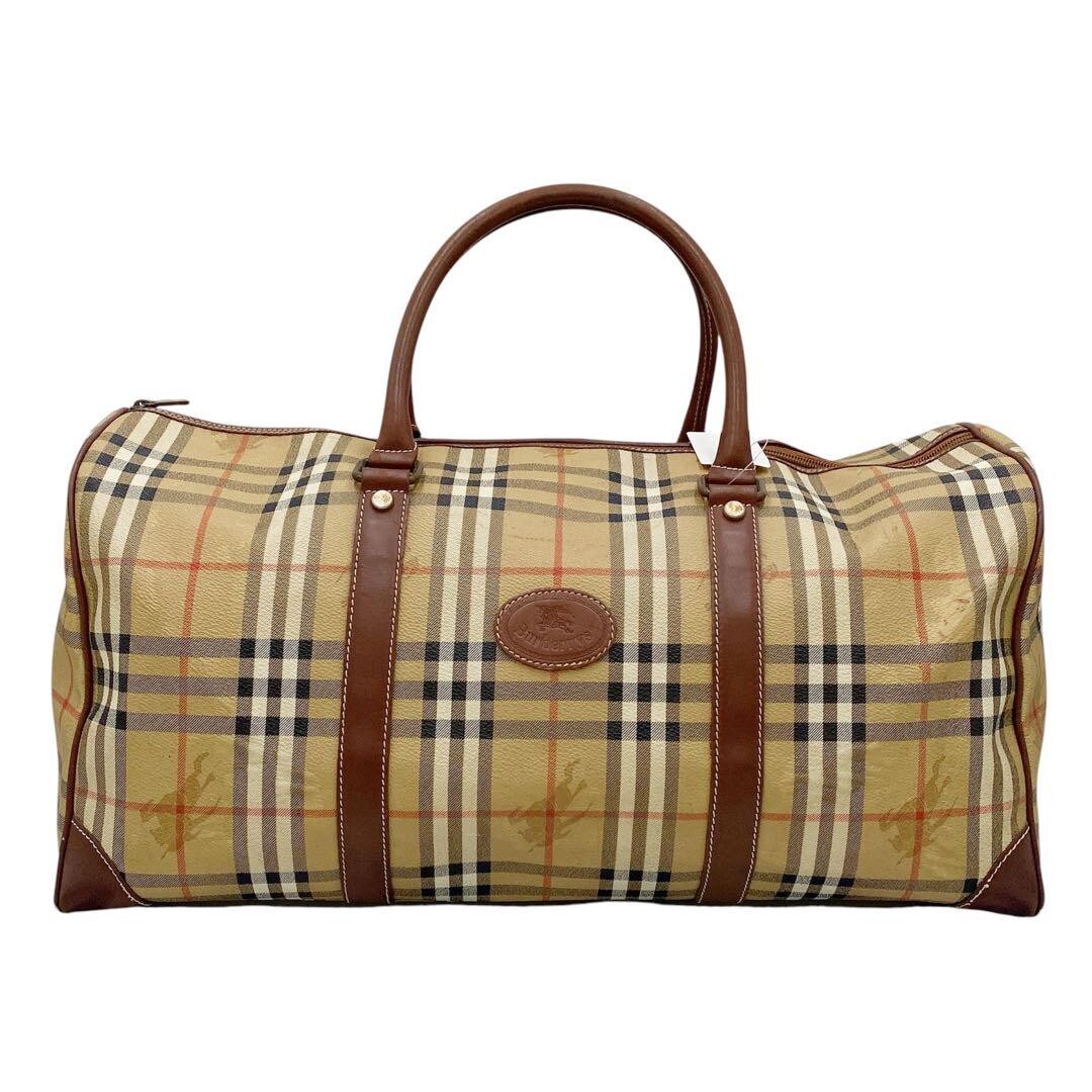 バッグ Burberrys Nova Check Boston Bag Burberrys Nova Check Boston Bag PVC Leather Beige Brown Auth