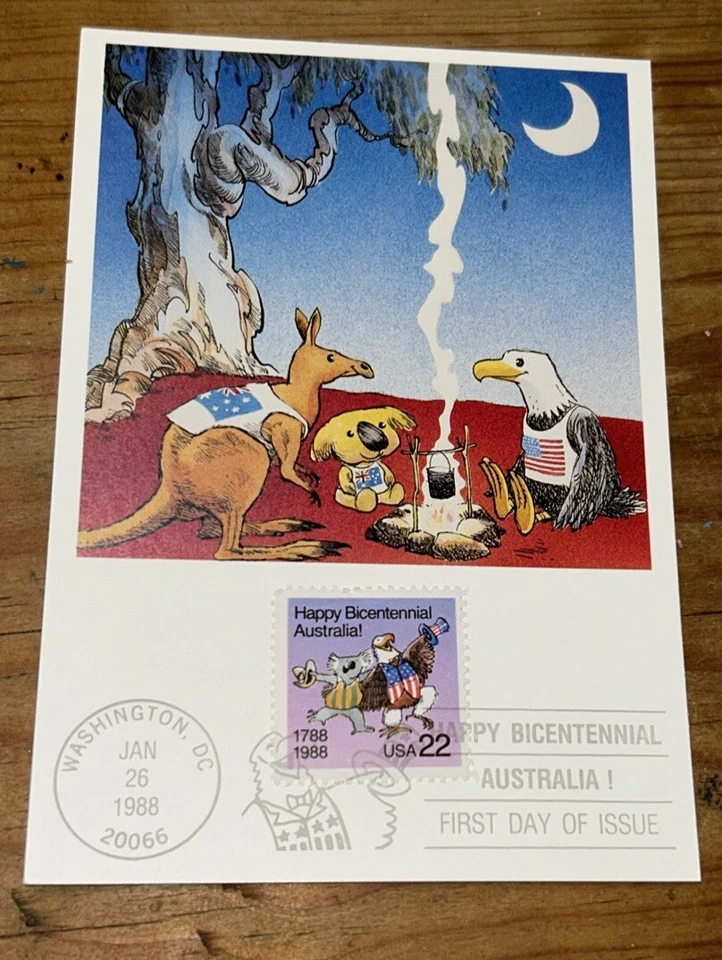 Australia FDC 1988 Happy Bicentenary Koala Eagle First Day Card Lot Of 2 - Image 4 of 4