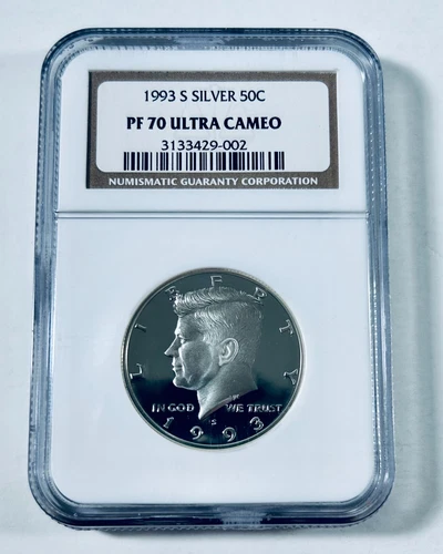 1993-S SILVER KENNEDY PROOF HALF DOLLAR NGC PF70 ULTRA CAMEO RARE DATE 50C (002)