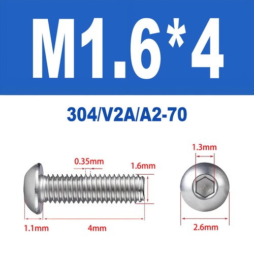 Linsenkopfschrauben Edelstahl A2 V2A ISO 7380 M1.6 M2 M2.5 M3 M4 Innensechskant - Bild 7 von 126