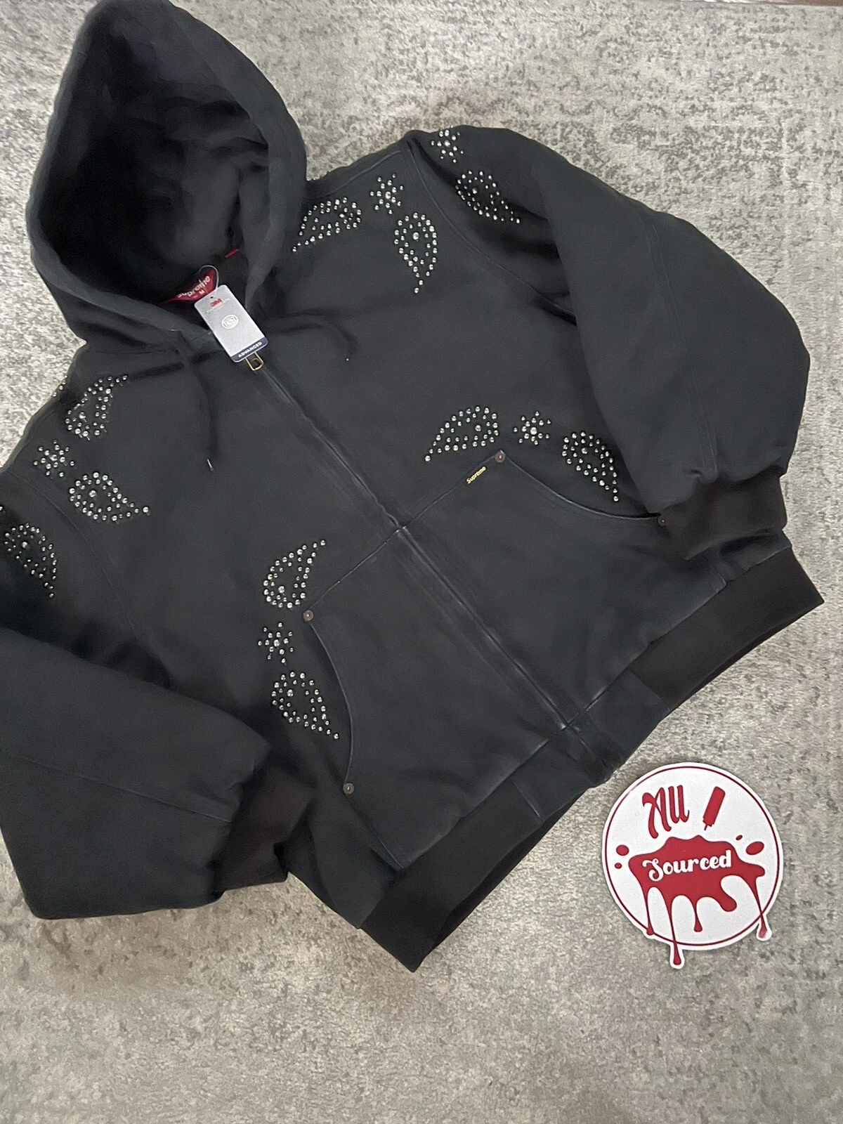 Veste de travail cloutée cachemire Supreme FW23 noire taille M NEUVE