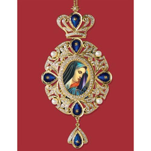 "Nuestra Señora de las Dolores Perlas y Cristales Imitados Estilo Panagia 7 3/4"" Cadena 10 3/4" - Imagen 1 de 1