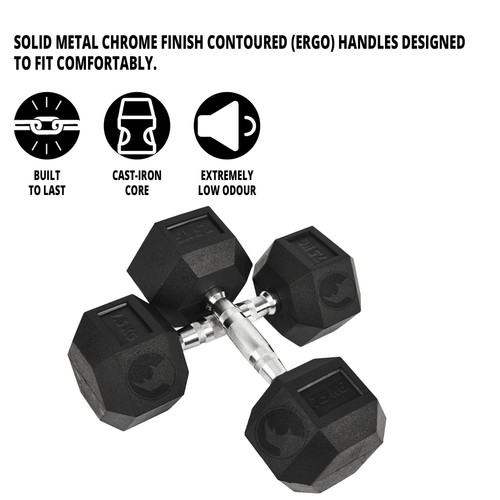 Hex Dumbbells Rubber Weight Set Home Gym Tricep Hexagonal Ergo Fitness Training - Picture 22 of 49