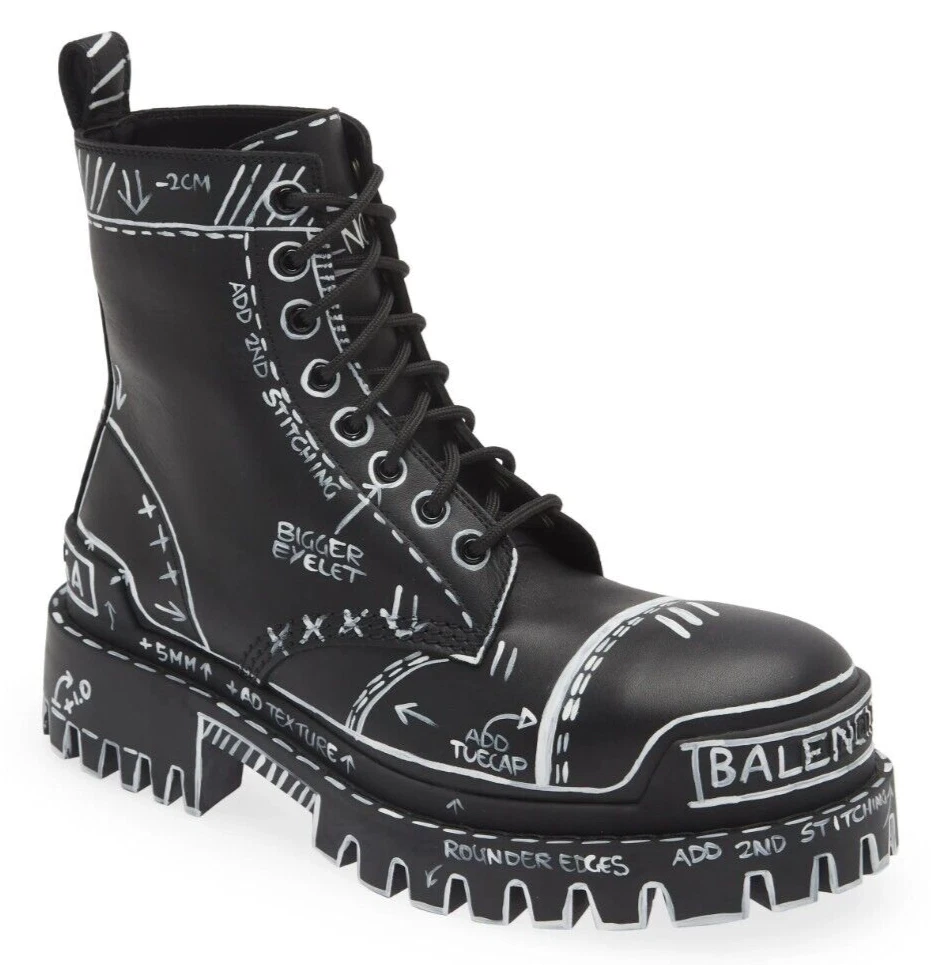 Balenciaga worn-effect combat boots - Black