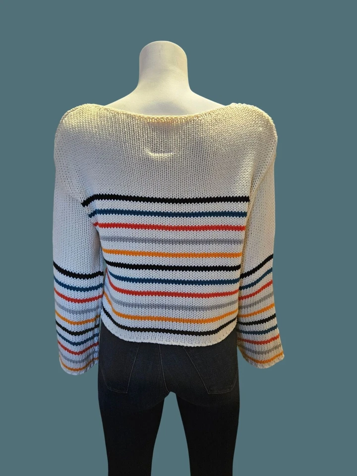Suéter de playa Ripcurl tejido a rayas manga campana cuadrada calce relajado para mujer XS/S Foto 3 de 4