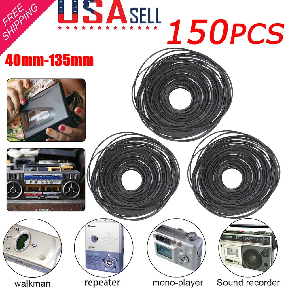 150Pcs Square Rubber Drive Belts for Cassette Player & Recorder Repair Replacement  