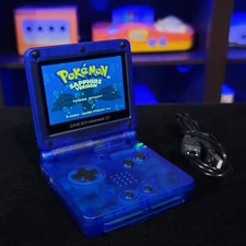 Clear Blue Nintendo Game Boy Advance GBA SP IPS Adjustable Brightness