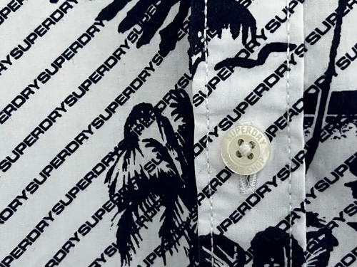 Superdry international vacation shirt short sleeve optic white hibiscus blue M - Picture 11 of 22