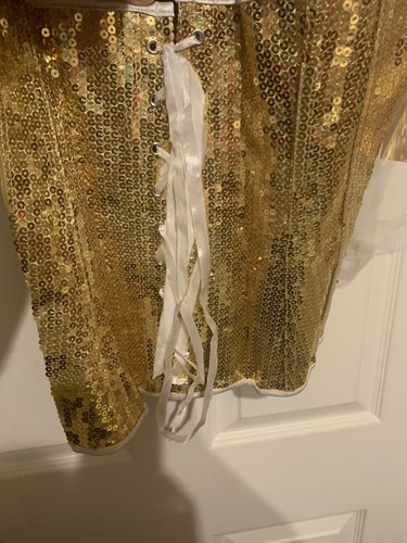 New Daisy Corsets 5 Piece Sexy Sequin Angel Costume Adult Size M Gold Sequin - Picture 2 of 7